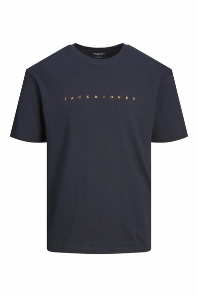 Jack & Jones Plus Men's Navy Blue Jjestar Jj Tee Ss Noos Pls Large Size T-Shirt 12243625-Darknavy