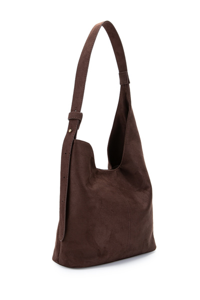 minebag Suede Curved Detailed Mona Handbag Brown