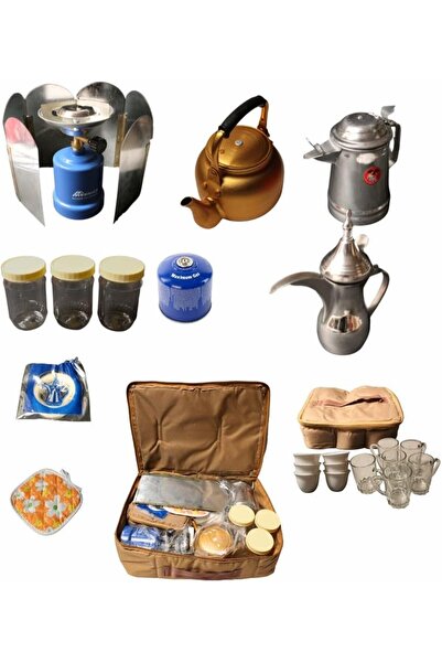 BUNCA Outdoor travel and camping accessory kit, complete coffee and tea set for trips and camping with all tools – 22 pieces