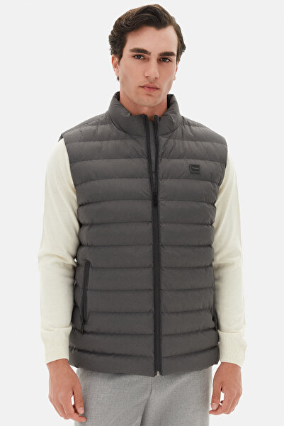 Twn Slim Fit Anthracite Plain Vest Coat