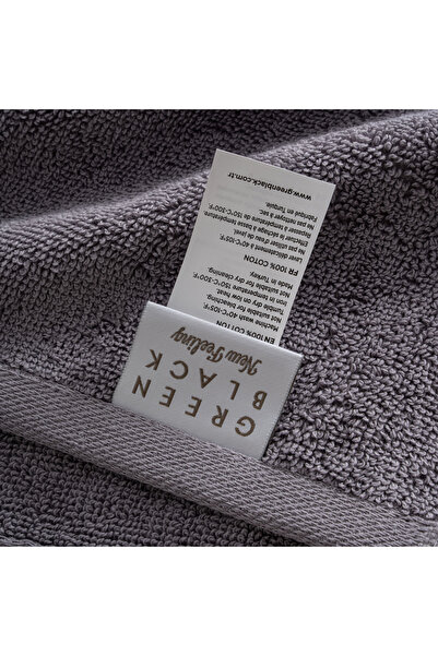 Green Black Lara Bath Towel 100% Cotton with Border Dark Gray 80X150 cm