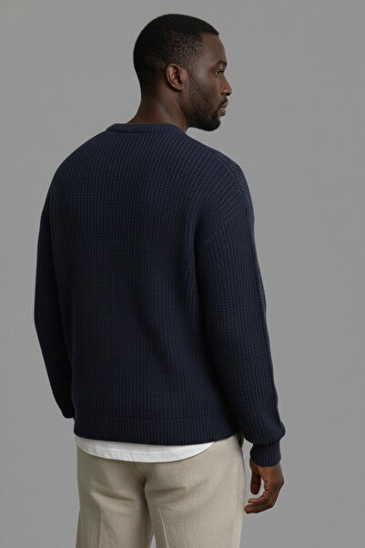 WKM Men's Oversized Cut Crew Neck Knitted Sweater