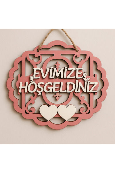 EL YAPIMI Ahşap Evimize Hoşgeldiniz Kapı Süsü – Özel Tasarım Kokusuz El İşçil...