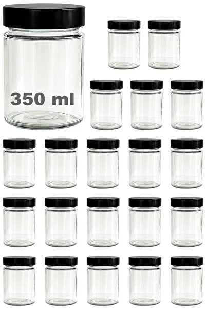 Afracam 350 ml Jar with Black Deep Lid 350 Cc Transparent Jam, Marmalade Glas...