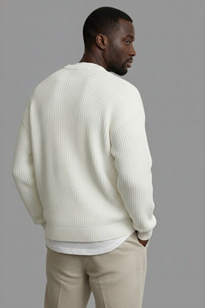 WKM Men's Oversized Cut Crew Neck Knitted Sweater