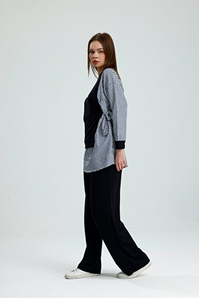 vikitekno Women's Hijab Two-Piece Set Shirt Sleeve Detailed Modal Set