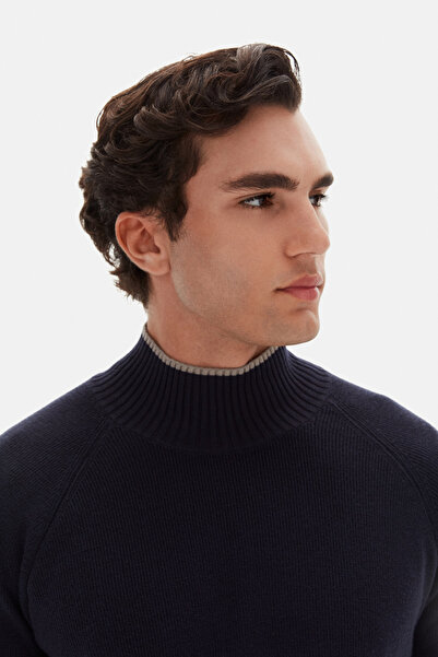 Twn Slim Fit Navy Blue Plain Sweater