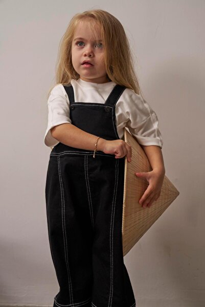 Oh La La Koala For Little Ones Black Children's Denim Salopet Jumpsuit