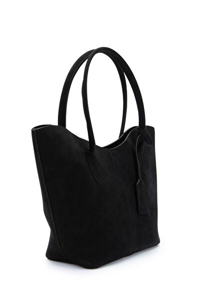 minebag Double Handle Suede Hype Women's Shoulder Bag Black