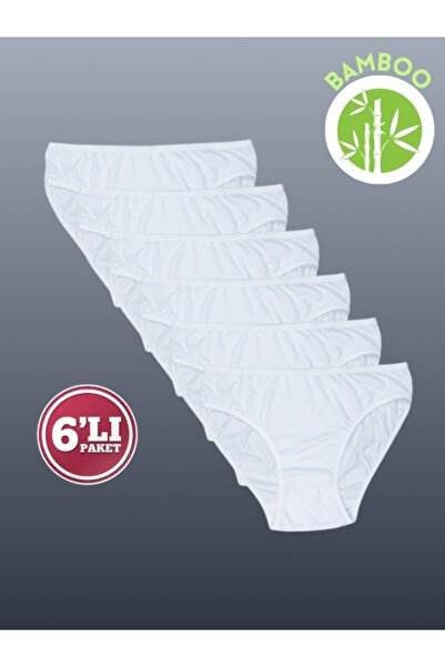 Ervanur 6 Pack Bamboo Plain Bikini - Özten201-6Li-Pk-White-S