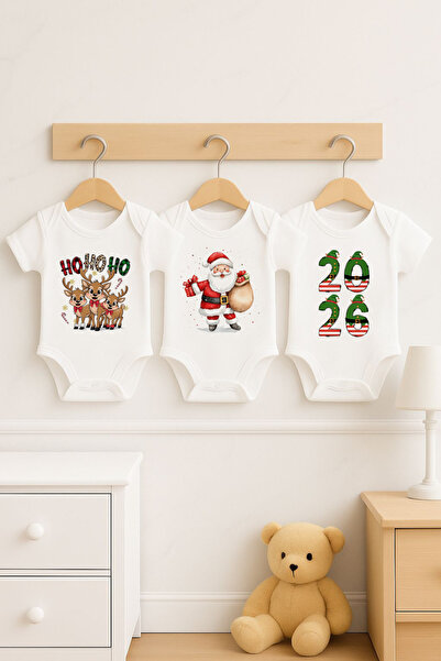 Bebe wini 100% Organic Cotton 3-Piece New Year Themed Short Sleeve Bodysuit