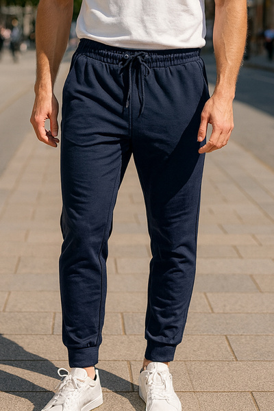 REMSA Men's Sweatpants with Elastic Waist and 3 Pockets 6663 Navy Blue