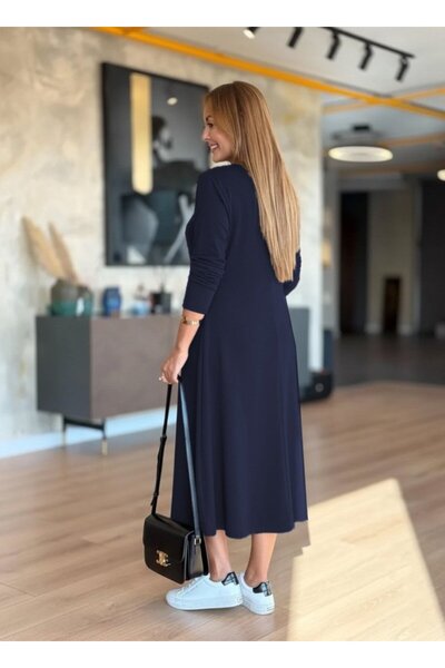 JANES Γυναικείο μακρυμάνικο φόρεμα με λαιμόκοψη σε σχήμα V