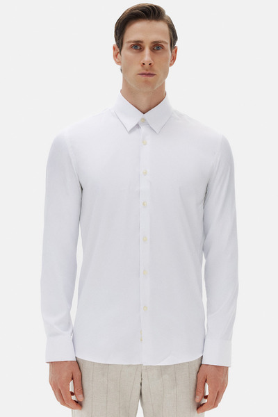 Twn Slim Fit White Plain Shirt