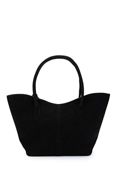 minebag Double Handle Suede Hype Women's Shoulder Bag Black