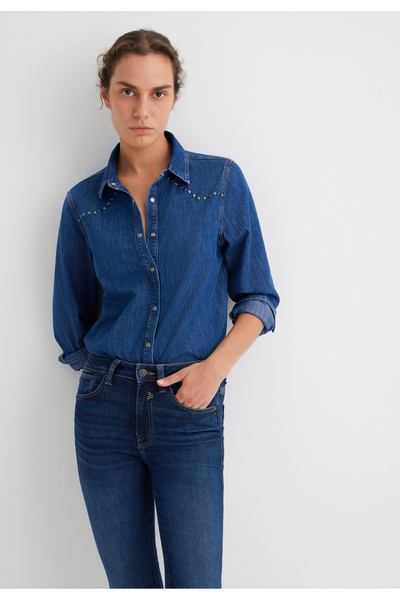 Mavi Janet Dark Blue Denim Jean Shirt Fitted / Bodycon Cut 1211045-90089