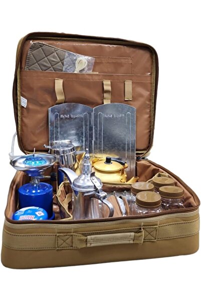 BUNCA Outdoor travel and camping accessory kit, complete coffee and tea set for trips and camping with all tools – 22 pieces