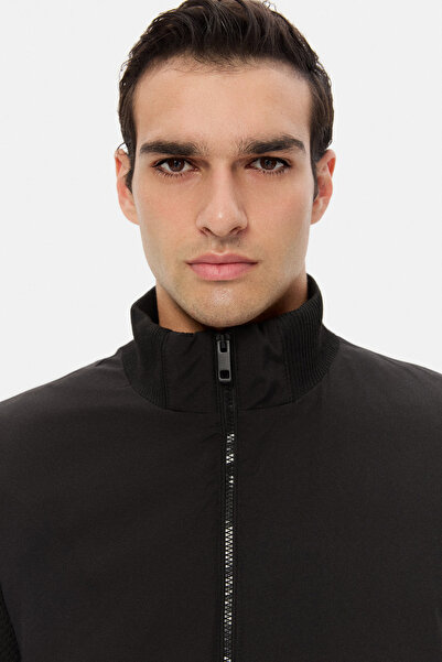 D'S Damat Ds Damat Regular Fit Black Plain Coat