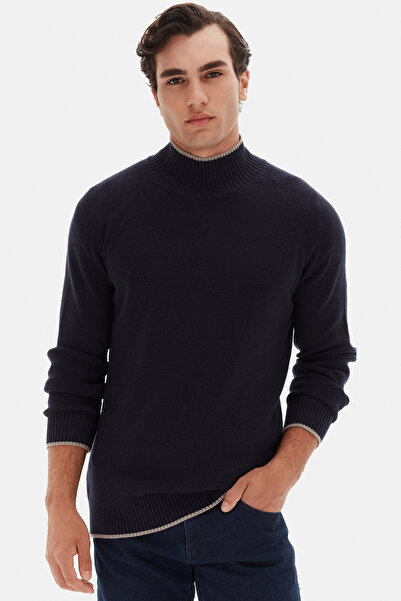 Twn Slim Fit Navy Blue Plain Sweater