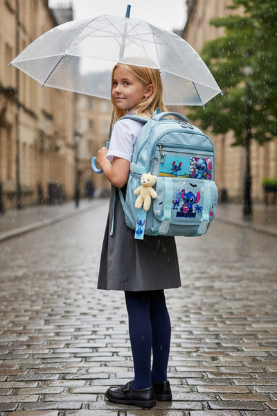 JOJO KIDS Girl's Stitch Elementary School Backpack, Waterproof Bag, Set of 3