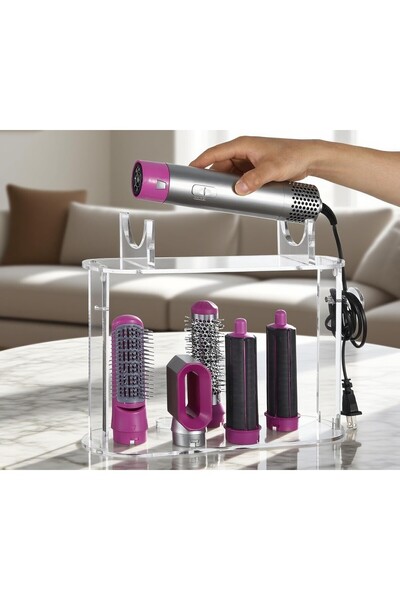 MAZERONREKLAM DYSON Airwrap Styler Uyumlu Saklama Tutucu, Akrilik 6 Delikli T...