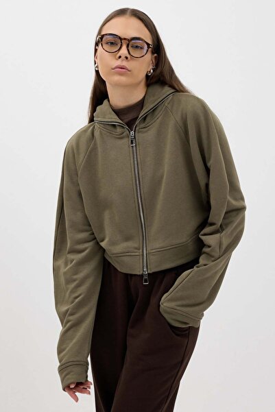 Buly Φούτερ με φερμουάρ και λεπτομέρεια με κουκούλα