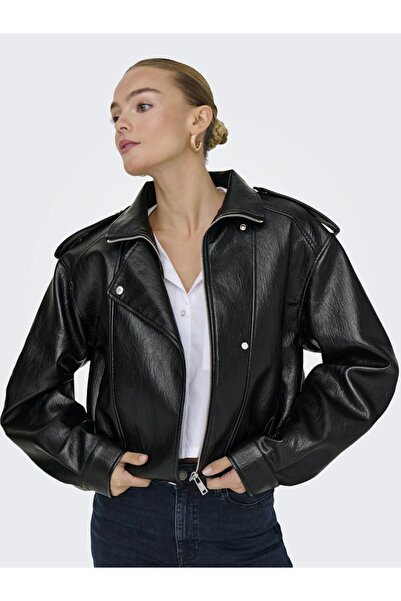 ONLY Women's Black Onlaris Faux Leather Jacket Otw Jacket 15360229-Black