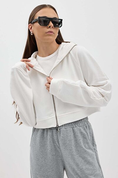 Buly Φούτερ με φερμουάρ και λεπτομέρεια με κουκούλα