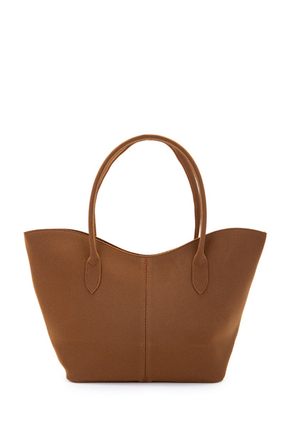 minebag Double Handle Suede Hype Women's Shoulder Bag Brown