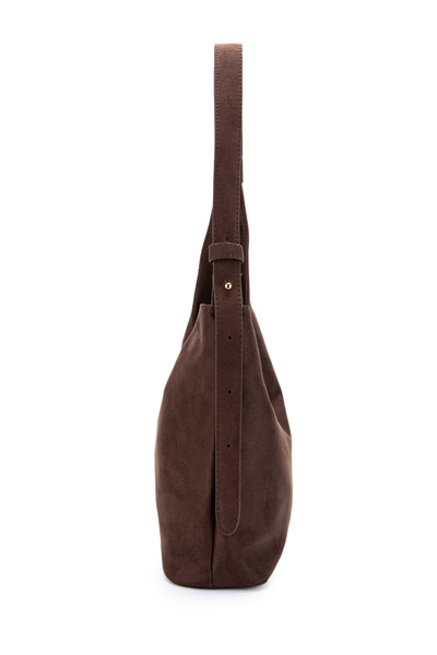 minebag Suede Curved Detailed Mona Handbag Brown