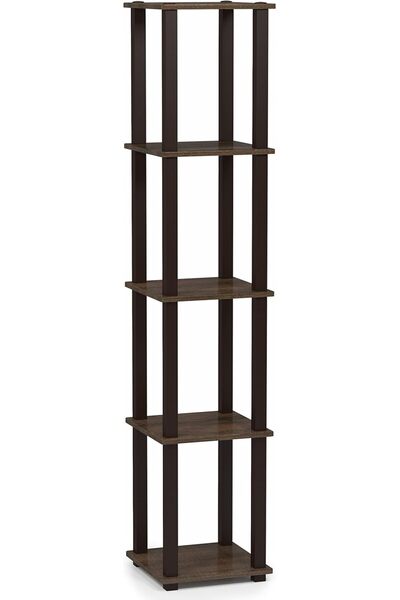 furinno Turn-N-Tube 5-Tier Square Display Shelf, Walnut/Brown (Wood-Plastic)
