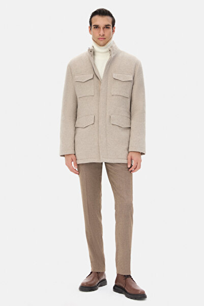 D'S Damat Ds Damat Regular Fit Stone Plain Coat