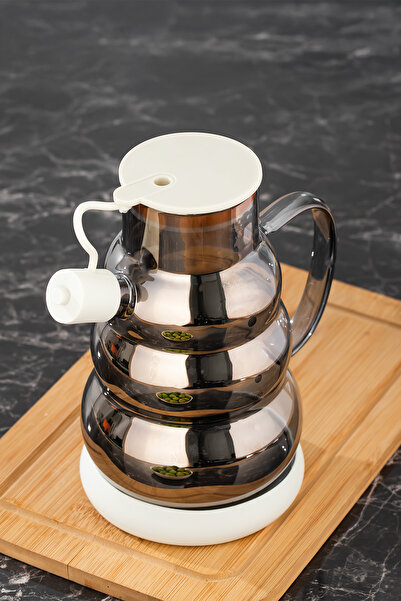 Porsima 3617- 2-Lid Borosilicate Glass 2-Piece Oil and Vinegar Set Oil and Vinegar Set 1000ml White