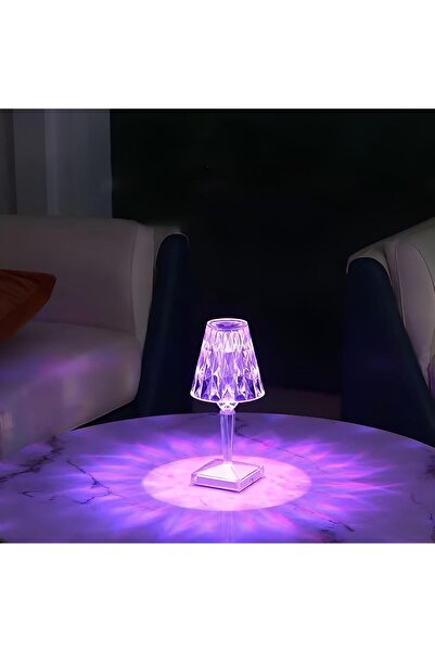 Houmt Crystal Table Lamp Touch Control, 2000mAh Rechargeable LED Diamond Table Lamp with 3-Color Lig