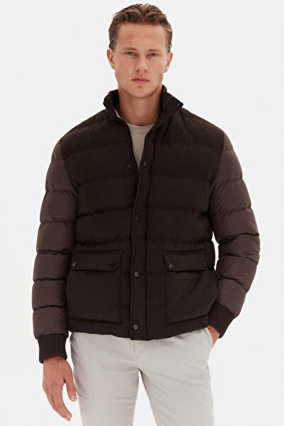 Twn Slim Fit Brown Plain Coat