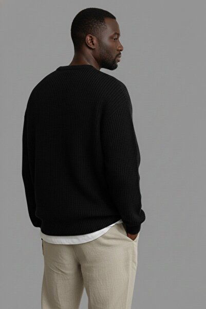 WKM Men's Oversized Cut Crew Neck Knitted Sweater