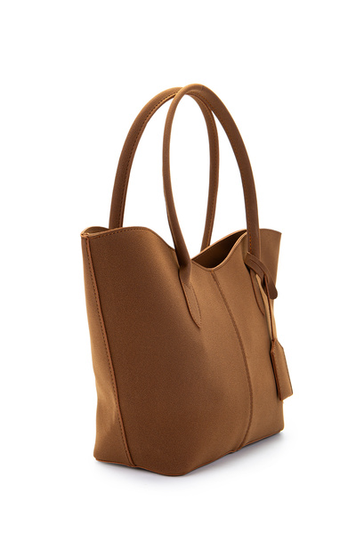 minebag Double Handle Suede Hype Women's Shoulder Bag Brown