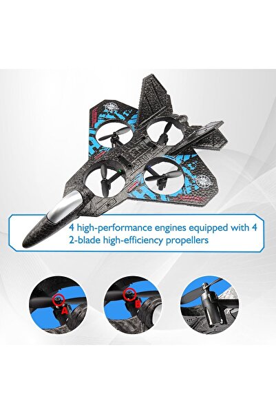 Houmt RC Jet Fighter Toy Drone L0712 - Remote Control Airplane with LED & USB Charging