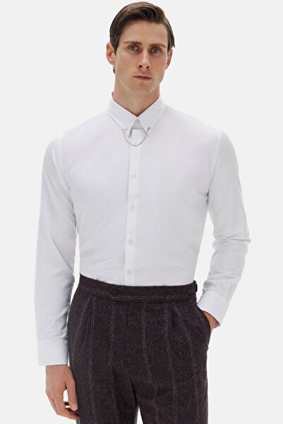 Twn Сlim Fit Біла сорочка з креповим візерунком