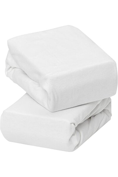 Clevamama Jersey Cotton Fitted Cot Sheet 70 x 140 x 12 cm - White (2-Pack)