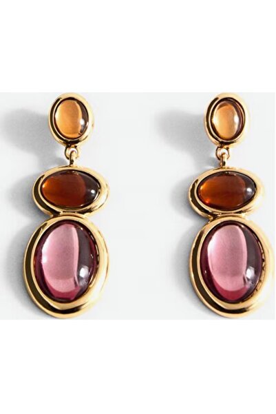 mos&more by mosev Brand Model, Steel Gold Pink Earrings