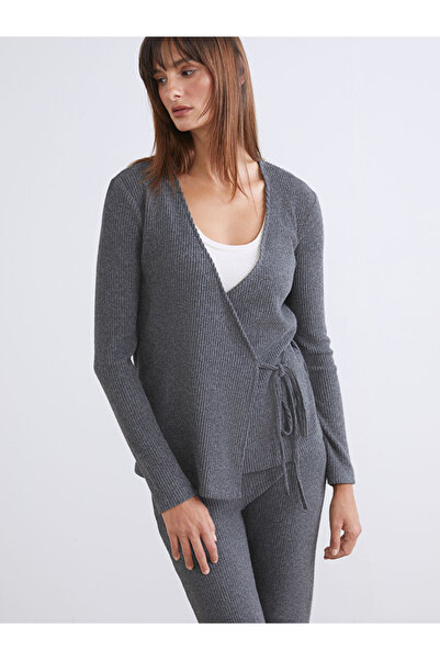 LC Waikiki Vision Anthracite Double-Breasted Collar Women's Blouse