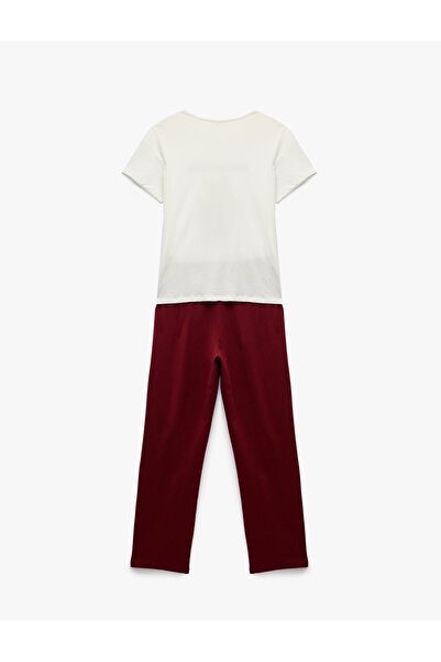 Koton Cotton Short Sleeve Teddy Bear Printed Pajama Set