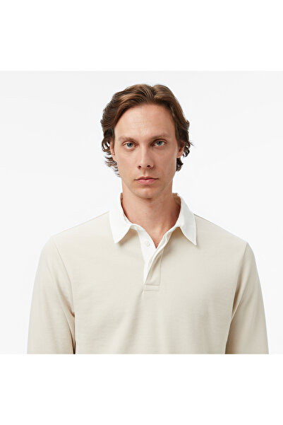 Nautica Ανδρικό μπλουζάκι με μακρυμάνικο κλασικό γιακά πόλο σε μπεζ χρώμα