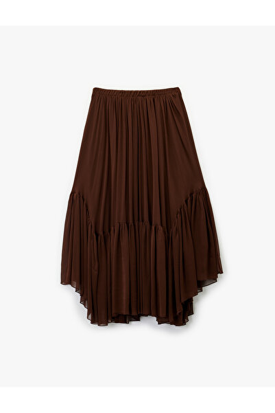 Koton Ruffled Layered Asymmetrical Long Chiffon Skirt