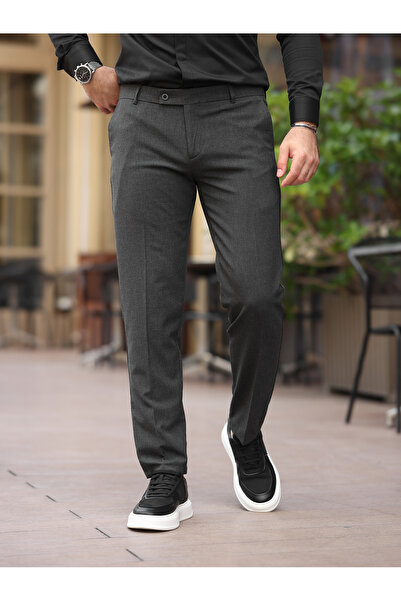 BASEL.CO Easy-Iron Stretch Fabric Slim Fit Fabric Trousers