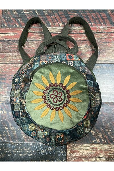 street&bagdnz Fargin Ethnic Authentic Patterned Round Backpack Embroidered Bohemian Style Backpack