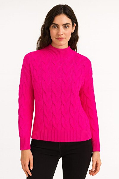 Neva Saç Örgülü Uzun Kollu Yarım Balıkçı Yakalı Akrillik Kumaşlı Triko Kazak