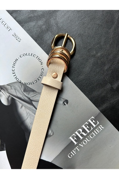 LİA KEMER Merge Multi-Ring Pattern Women's Gold Buckle Belt Coat Belt Dress Belt Trouser Belt