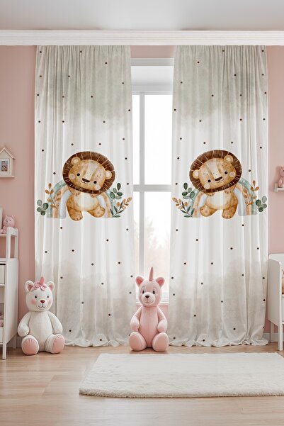 EVPANYA ستارة خلفية لغرفة الأطفال بنمط الأسد الصغير وقوس قزح (سعر للجناح الواحد)